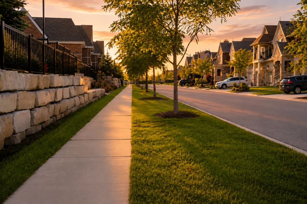 Quiet family neighbourhood street in King City